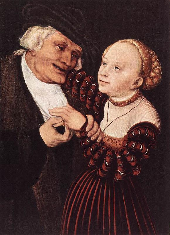 CRANACH, Lucas the Elder Old Man and Young Woman hgsw France oil painting art
